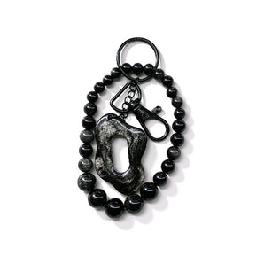 Golden Obsidian Beaded Wristlet Keychain