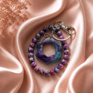 African Sea Sediment Gemstone Beaded Wristlet Keychain